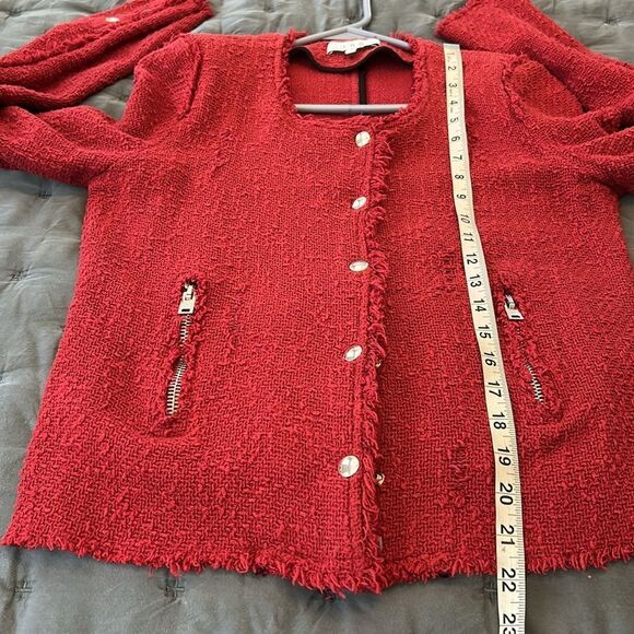 Iro Agnette Red Boucle Cotton Jacket Size 38 US 6 - Picture 11 of 11